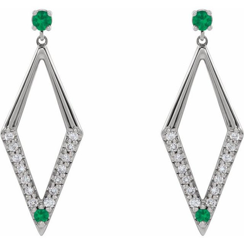 Accented Geometric Earrings Mounting in Platinum for Round Stone, 8.76 grams