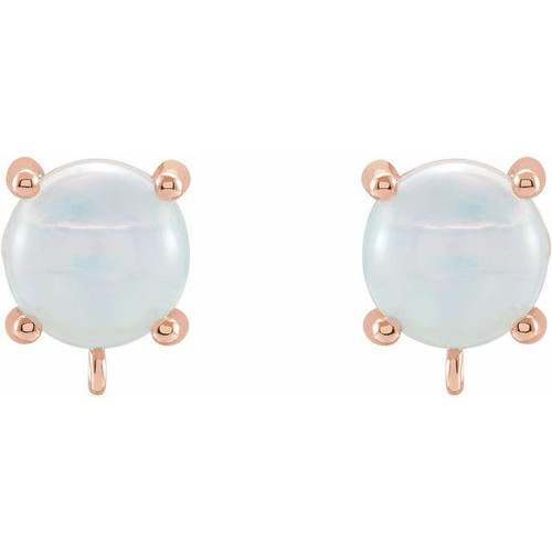 Round Cabochon Earring Top Mounting in 14 Karat Rose Gold for Round Stone, 0.34 grams