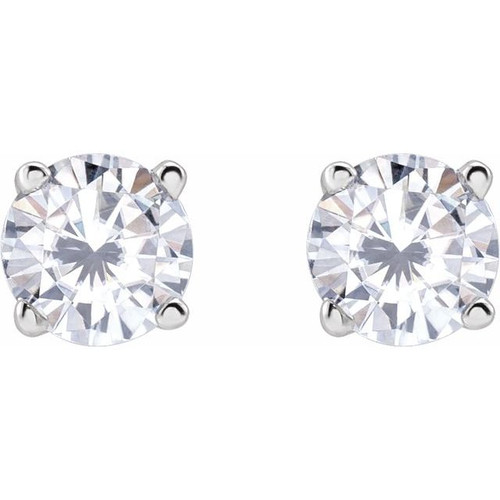 Round 4 Prong Lightweight Stud Earrings Mounting in Platinum for Round Stone, 1.09 grams