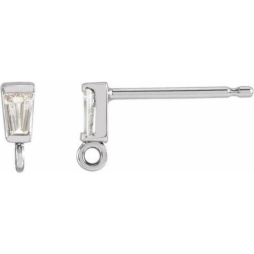 Tapered Baguette Earring Top Mounting in Platinum for Tapered baguette Stone, 0.23 grams