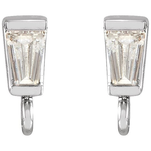Tapered Baguette Earring Top Mounting in Platinum for Tapered baguette Stone, 0.23 grams