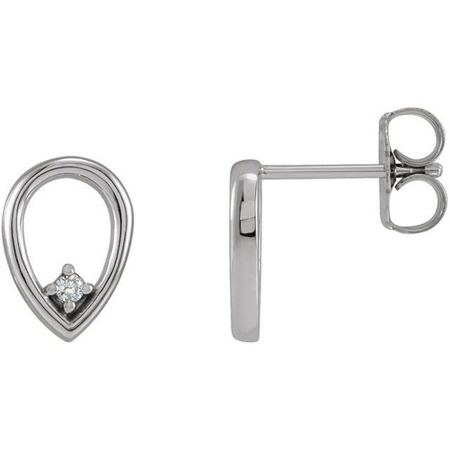 Accented Geometric Earrings Mounting in Platinum for Round Stone, 0.7 grams