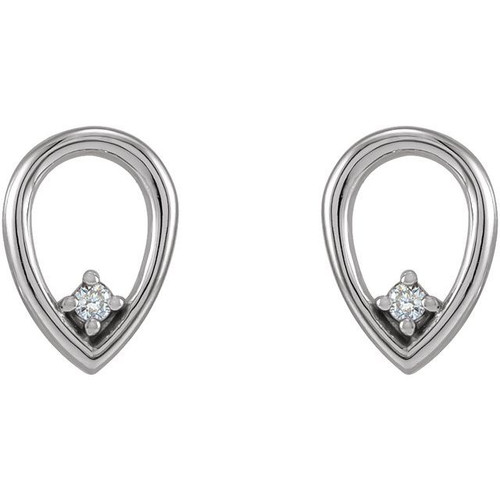 Accented Geometric Earrings Mounting in Platinum for Round Stone, 0.7 grams
