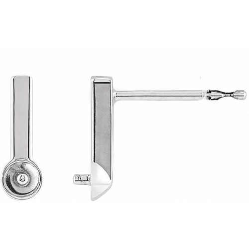 Pearl Bar Earrings Mounting in Platinum for Pearl Stone, 0.49 grams