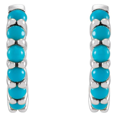 Huggie Hoop Earrings Mounting in 14 Karat White Gold for Round Stone, 1.55 grams