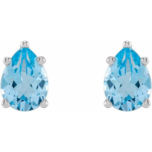 Pear 5 Prong Stud Earrings Mounting in 14 Karat White Gold for Pear shape Stone, 0.4 grams