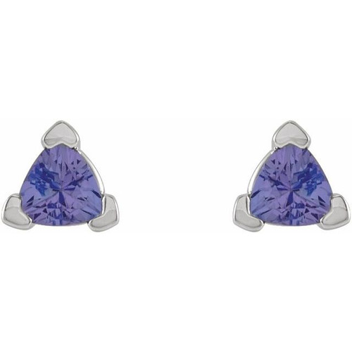 Trillion 3 Prong V End Earrings Mounting in Platinum for Trillion Stone, 0.87 grams