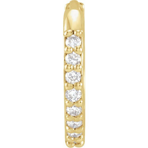 Accented Huggie Earrings Mounting in 14 Karat Yellow Gold for Round Stone, 0.88 grams