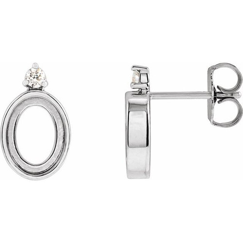 Cabochon Bezel Set Earrings Mounting in Platinum for Oval Stone, 1.96 grams Cabochon Bezel Set Earrings Mounting in Platinum for Oval Stone, 1.96 grams