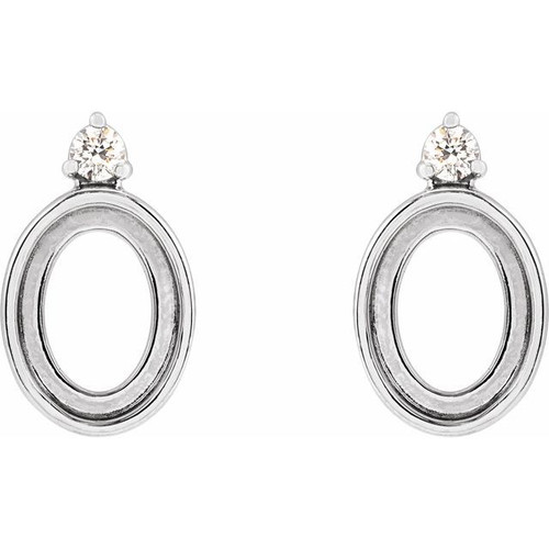 Cabochon Bezel Set Earrings Mounting in Platinum for Oval Stone, 1.96 grams Cabochon Bezel Set Earrings Mounting in Platinum for Oval Stone, 1.96 grams