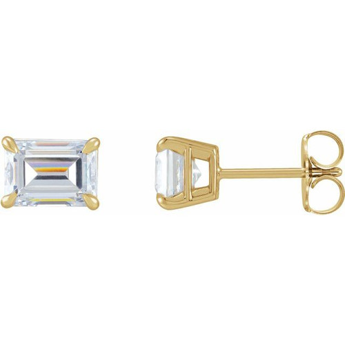 Emerald Claw Prong Stud Earrings Mounting in 14 Karat Yellow Gold for Emerald Stone, 0.21 grams