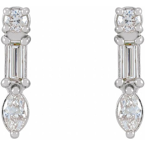 Multi Shape Bar Earrings Mounting in Platinum for N/a Stone, 1.52 grams