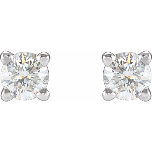 White Diamond Earrings in 14 Karat White Gold 1/4 Carat Diamond Stud Earrings.