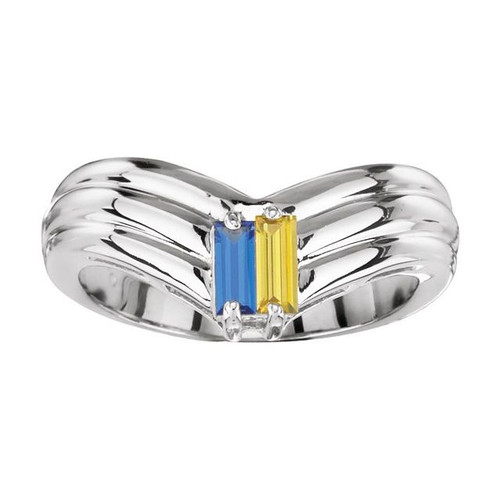 Family V Ring Mounting in 18 Karat White Gold for Straight baguette Stone, 5.46 grams