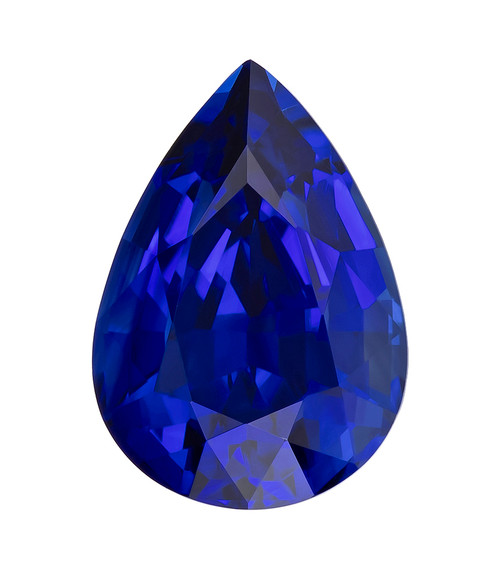 1.35 Carat Brilliant Blue Sapphire Gem, Pear Shape, 7.6 x 5.4 mm