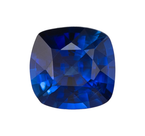 0.89 Carat Gemmy Blue Sapphire Gemstone, Cushion Shape, 5.4 x 5.3 mm, Royal Blue