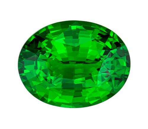 1.58 Carat Green Tsavorite Garnet Gem, Oval Shape, 8.2 x 6.5 mm