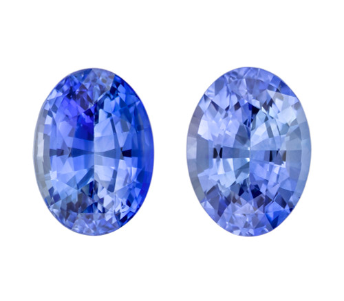 2.66 cts Pair of Blue Sapphire Gemstones, Medium Blue, Oval Shape, 7.5 x 5.5 mm