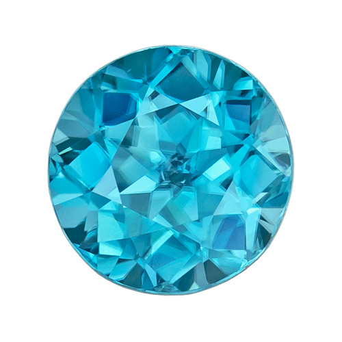 1.62 Carat Pretty Blue Zircon Gemstone, Round Shape, 6.5 mm