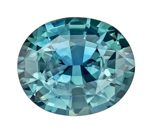 Pretty Teal 2.03 Carat Blue Green Sapphire Stone, Oval Shape, 8.4 x 7.1 mm