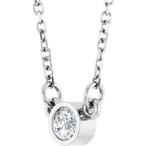 Platinum 1/10 CT Natural Diamond Solitaire 18" Necklace 