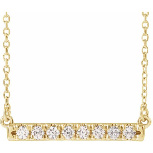 14K Yellow 1/4 CTW Natural Diamond French-Set Bar 16" Necklace