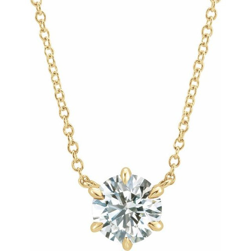 14K Yellow 1/3 CT Natural Diamond Solitaire 16" Necklace  