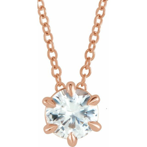 14 Karat Rose Gold Natural Diamond Solitaire Necklace 1/2 CT, 16-18 Inch - $2,084