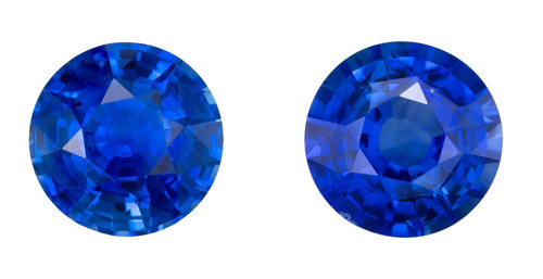 Very Fine 2.87 Carat Matched Pair Blue Sapphire Earring Stones, Round, 6.8 mm