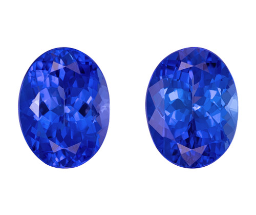 4.60 Ct. Pair of Purple Blue Color Tanzanite Stones, Oval Shape, 9 x 7 mm