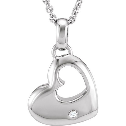 Sterling Silver Diamond Necklace 0.01 Carat, 18 Inch - $218