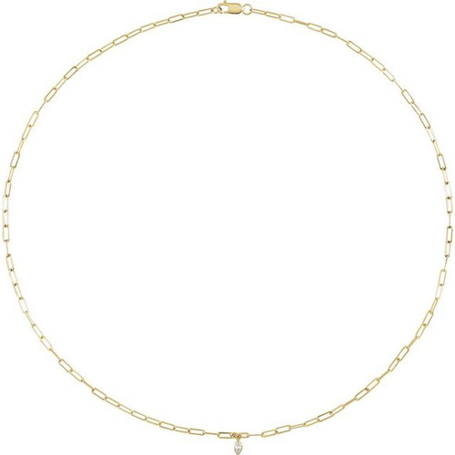 14K Yellow .07 CT Natural Diamond Micro Bezel-Set 16" Necklace