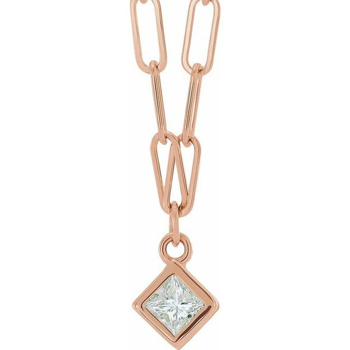 14 Karat Rose Gold Natural Diamond Micro Bezel to Set Necklace 1/6 CT, 18 Inch - $1,435