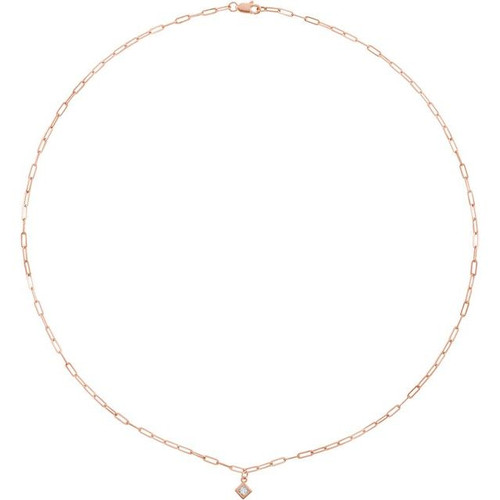 14 Karat Rose Gold Natural Diamond Micro Bezel to Set Necklace 1/6 CT, 18 Inch - $1,435