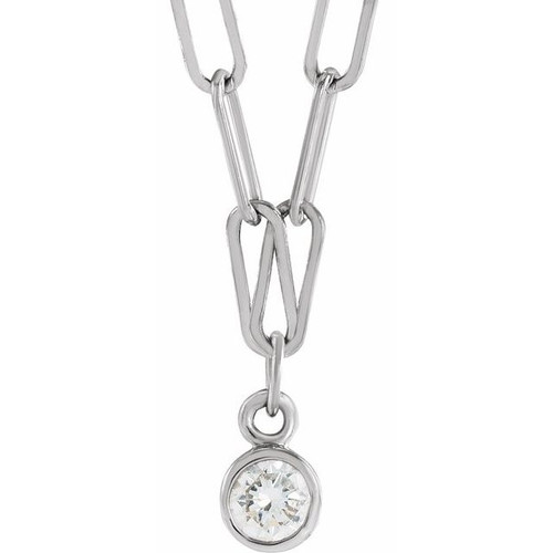 14K White 1/10 CT Natural Diamond Micro Bezel-Set 16" Necklace