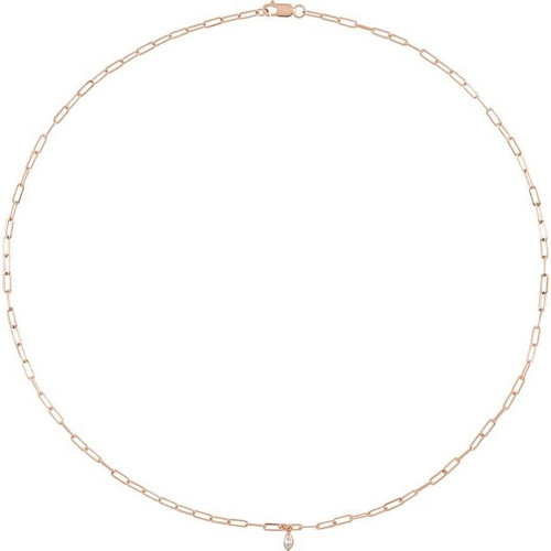 14K Rose .07 CT Natural Diamond Micro Bezel-Set 16" Necklace