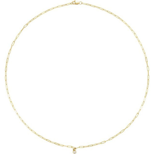 14K Yellow 1/10 CT Natural Diamond Micro Bezel-Set 16" Necklace