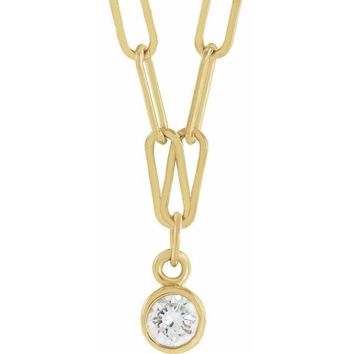 14 Karat Yellow Gold Natural Diamond Micro Bezel to Set Necklace 1/10 CT, 18 Inch - $1,240