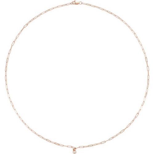 14 Karat Rose Gold Natural Diamond Micro Bezel to Set Necklace 1/10 CT, 18 Inch - $1,260