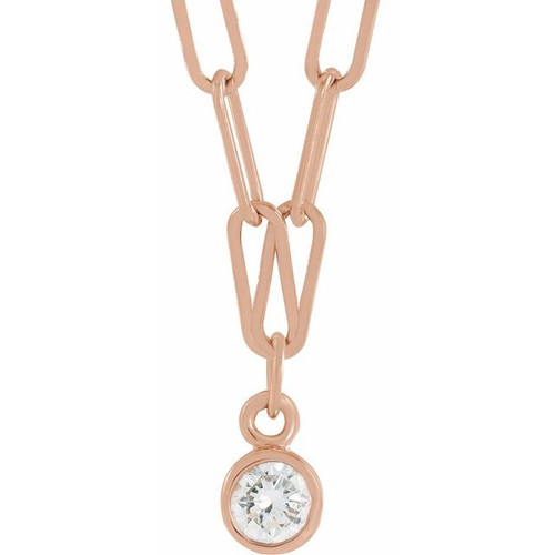 14 Karat Rose Gold Natural Diamond Micro Bezel to Set Necklace 1/10 CT, 16 Inch - $1,176