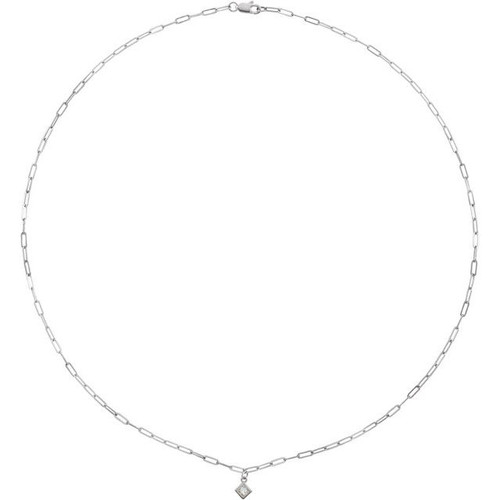 14K White 1/6 CT Natural Diamond Micro Bezel-Set 18" Necklace