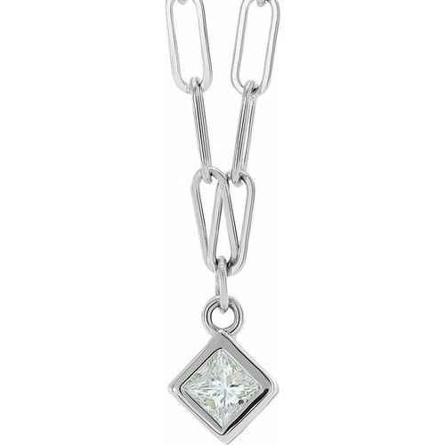 14K White 1/6 CT Natural Diamond Micro Bezel-Set 16" Necklace
