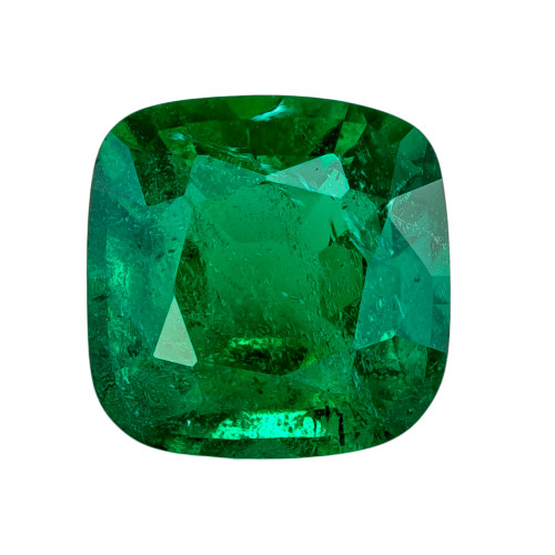 0.99 Carat Vivid Green Emerald Gemstone, Cushion Shape, 6 x 6 mm