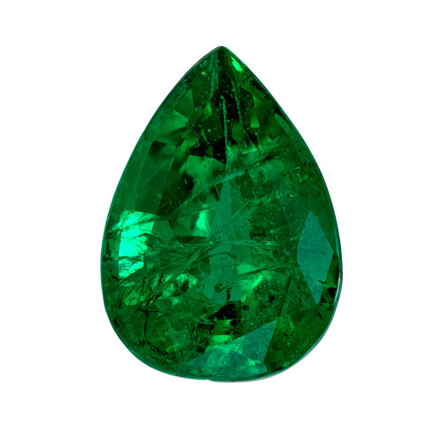 1.65 Carat Vivid Green Emerald Gemstone, Pear Shape, 9.2 x 6.7 mm