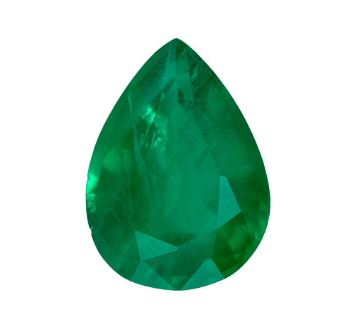 0.98 Carat Vivid Green Emerald Gemstone, Pear Shape, 8 x 5.9 mm