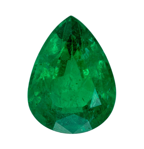1.75 Carat Vivid Green Emerald Gemstone, Pear Shape, 9.2 x 6.9 mm