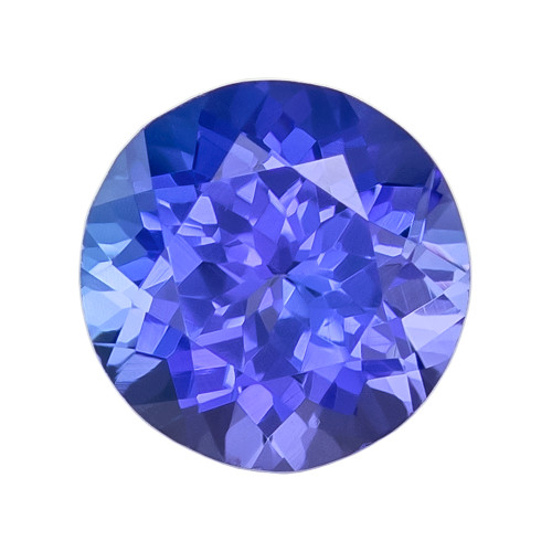 0.75 Carats, Bluish Purplish Color Tanzanite Gem, Round Shape, 5.7 mm