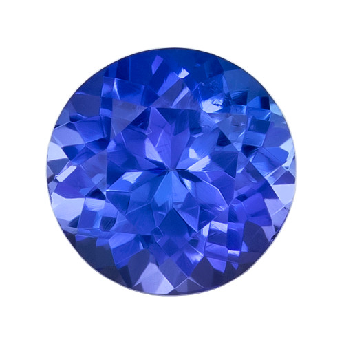 0.75 Carats, Bluish Purplish Color Tanzanite Gem, Round Shape, 5.4 mm