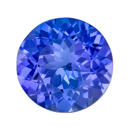 0.96 Carats, Bluish Purplish Color Tanzanite Gem, Round Shape, 6.5 mm