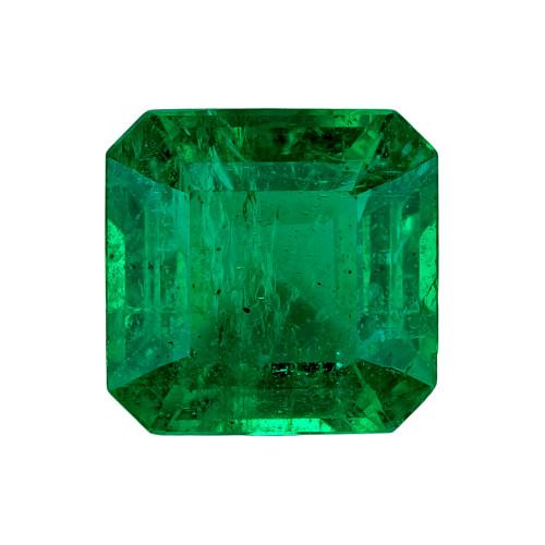 1.82 Carat Vivid Green Emerald Gemstone, Octagon Shape, 7 x 7 mm